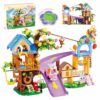 Treehouse Building Set with LED Light, Slide & Car, Toy Gift for Kids 6+