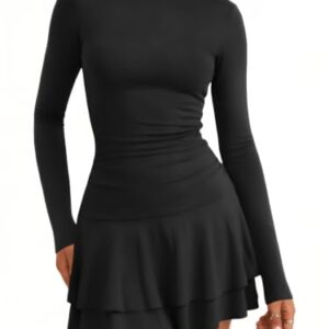 Trendy Queen Long Sleeve Mini Ruffle Short Fall Y2k homecoming Dresses
