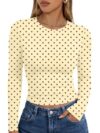 Trendy Queen Womens Long Sleeve T Shirts Fall Basic Tops Yellow Dots M