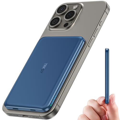 TRKOY for Magsafe Battery Pack, 5000mAh Magnetic Power Bank with Type-C Cable Fast Charging Lighting Input Wireless Portable Charger for iPhone 17/16/15/14/13/12/ All Series, Cosmic Blue