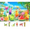 Tropical Paradise 500 Piece Jigsaw Puzzle for Adults Colorful Summer Beach Scene with Cocktails & Fresh Fruits,Letters on Back for Easy Sorting,Perfect for Game Nights & Family Fun(23“X15”)