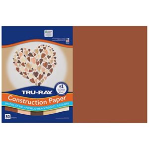 Tru-Ray Shades of Me Construction Paper, 5 Assorted Skin Tone Colors, 12"x18", 50 Sheets
