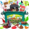 Trubic Dinosaur Slime Making Kit for Boys, Butter/Crystal/Glow in The Dark Slime with Add-ins, Includes Dino Figurines/Volcano, Christmas Birthday Party Favors Gift Toys for Kids 6-12