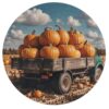 Truck Pumpkin Harvest Round Wooden Jigsaw Puzzles for Adults
