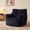 Trygoal Corduroy Fabric Bean Bag Chair Filled with Memory Sponge, Black