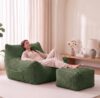 Trygoal Oversized Bean Bag Chair, Boneless Lounge Chair with Ottoman, Green