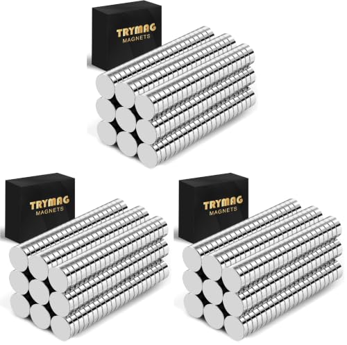 TRYMAG 200Pcs Small Round Refrigerator Magnets for Crafts, 8x3mm Mini Rare Earth Tiny Strong Neodymium Disc Magnets for Whiteboard, Fridge, Office, Hobbies, Tiny Round Button (Pack of 3)