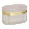 Tsawntd Glass Jewelry Box, Lidded Gold Compact Jewelry Organizer Box