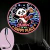 TSEZLOJH Portable Projector Lamp USB Powered Adorable Panda in Festive Winter Scene with Snow Cabin Christmas Trees for Home Use Only