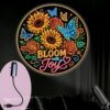 TSEZLOJH Portable Projector Lamp USB Powered Sunflowers Roses Butterflies Bloom with Joy Design for Home Enjoyment