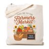 TSIIUO Take Me To The Farmers Market Canvas Tote Gardener Cute Grocery Bag White