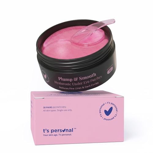 T's Personal Plump & Smooth Hyaluronic Acid Under Eye Patches (30 Pairs) Hydrogel Eye Masks for Dark Circles, Puffy Eyes & Wrinkles – Cooling Under Eye Pads for Women & Men, Hydrating Eye Treatment