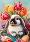Tulip Bunny 1000 Pieces Puzzles for Adults Easter Jigsaw Puzzle Alphabet on The Back Stress Free for Beginners Great for Parent Interaction 19.7x27.6in