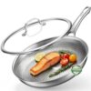Tumzak Titanium Pans for Cooking, 10 Inch Titanium Pan with Lid, Non-Stick Frying Pans, PFAS/PFOA/PTFE-Free, Dishwasher & Oven Safe, Compatible with Gas & Induction Cooktops