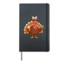 Turkey Drinking Coffee Bow Thanksgiving Womens Turkey Day Hardcover Journal, Black