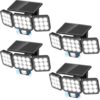 TuyLuxe Solar Lights for Outside, 3500LM Motion Sensor Flood Light with Remote Control, 3 Adjustable Heads & Glass Panel, 3 Modes, Solar Powered Security Spotlights IP65 Waterproof for Yard Garage