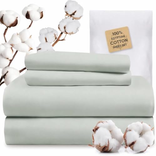TWK 1200 Thread Count 100% Egyptian Cotton Bed Sheets Set, Heavy-Duty Thickness, Long-Lasting Durability, Pilling Resistant, 18 Inch Max Deep Pockets (Mineral, California King)