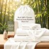 TWK Genuine 100% Viscose Derived from Bamboo Bed Sheets，Breathable & Soft, Deep Pocket Up to 18", Hotel Luxury Silky Bedding for Hot Sleepers (White, King)