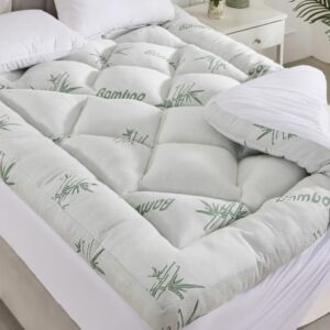 Ubauba 3 inch Memory Foam Mattress Topper King Size - Viscose Made from Bamboo Cooling Air Layer for Hot Sleepers,Thick Pillow Top Mattress Pad for Back Pain Relief 8-21 Inch Deep Pocket