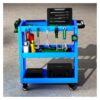 UBNMIUBV Rolling Tool Trolley Mechanic Cart with Handle, 6 Hooks & 4 Swivel Casters for Garage, Electrician, Plumber, Teacher - Durable and Versatile Storage Solution,