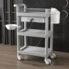 UBNMIUBV Rolling Utility Cart, 3-Tier Serving Cart with Drawers, Utility Storage Trolley with Handles and Wheels,Salon, Spa, Office, Lab, Bathroom,Grey,Grey
