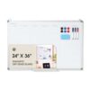 U Brands 24" x 36" Magnetic White Board Calendar, Silver Frame with Markers