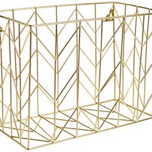 U Brands Hanging File Desk Organizer, Wire Metal, Gold Finish, 8.5" x 11'
