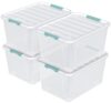 Udotry 85 Quart Large Clear Plastic Storage Bins with Wheels, 4 Packs