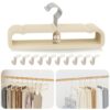 UEAKPIC Velvet Felt Pants Hangers 60 Pack, with Cascading Hooks (Ivory)