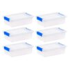 UEYRHBCZ Set Of 6 Stackable 2.4 Quart Storage Bins With Latching Lids, Clear Plastic Containers With Secure Closures & Side Handles For Crafts, Office & Home Organization