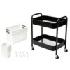 Ufriandz 2 Tier Metal Utility Cart with 10pcs Rolling Cart Accessories