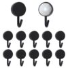 UFURMATE 12pcs Magnetic Hooks for Fridge, Black Adhesive Hooks with Magnet
