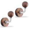 UFURMATE Magnetic Hook for Cruise Cabins 2Pcs Wooden Strong Magnet Hooks for Refrigerator, Grill, Hanging, School Locker Travel Ship Essentials (Walnut)