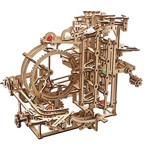 UGEARS Wooden Marble Run Stepped Hoist - Mechanical 3D Wooden Puzzles for Adults Kit, Fun DIY Model Kit Crafts for Adults - Unique Gift 3D Puzzle for Adult Marble Game for Hobby Enthusiasts - 355 Pcs