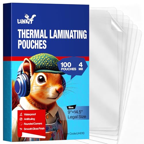 Uinkit 4mil Legal Size Laminating Pouches, 100 Pack 8.5x14 Inches - Premium Heavy Duty Laminating Sheets for Business Documents, Training Manuals, Durable Menus & Office Signage with Thermal Laminator