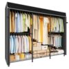 ULIFHOME E14C Pro Heavy Duty Closet Organizer System，Freestanding Clothing Racks for Hanging Clothes，Adjustable Garment Rack 69" W × 16" D × 77" H Hold 960 lbs，Black Rack with Black Dustproof Cover