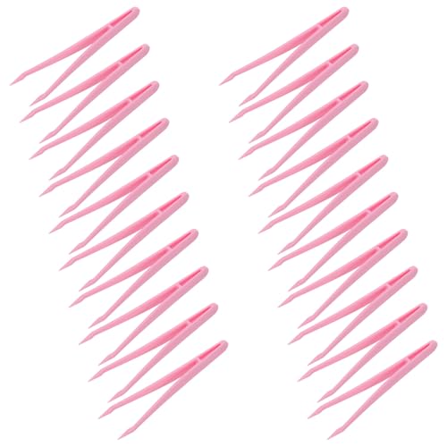 ULTECHNOVO 20pcs Plastic Tweezers with Rounded Edges for Precise Bead Handling, Safe for Little Hands, Easy to Clean, Straight and Pointed Tips, for Sensory Bin Activities and Arts Crafts