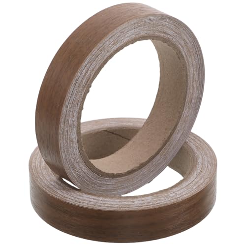 ULTECHNOVO 2 Rolls Self-Adhesive Wood Grain Repair Tape with Realistic Wood Finish, PVC Decorative Border Banding Strip for Furniture, Desk, and Baseboard Scratch Repair, Protects from Wear