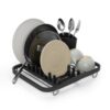 Umbra Sinkin Dish Drying Rack – Drainer Caddy with Removable Cutlery Holder – Use in Sink or On Counter, Black