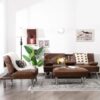 UMKLSW American Style Brown Loveseat Sofas, Sectional Sofa Set, 3-Piece Convertible Futon Sleeper Chair Recliner with Single Ottoman Chaise for Living Room Bed