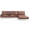 UMKLSW Brown 3-Piece Sectional Sofa Set, American Style Loveseat Sofas Bed, Convertible Futon Sleeper Chair Recliner with Single Ottoman Chaise for Living Room