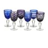 Unbekannt Pols Potten Set of 6 Wine Glasses with Cobalt Mix Cup, Wine Glasses in 6, 6 Different Sizes, Dishwasher Safe, Blue/Purple