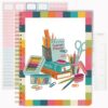 Undated Teacher Planner 8.5 x 11-12 Months & 52 Weeks | Colorful School Supplies Cover | Monthly & Weekly Lesson Plan Book with Stickers, Storage Pocket & Snap-In Bookmark | Classroom Organizer