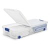 Underbed Storage Bin 66-Quart, Clear, Wheels, Lid Organizer for Bed, Closet