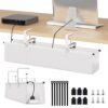 Under Desk Cable Management Tray, 28" Fabric Wire Cord Organizer, White