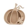 Unfinished Wooden Pumpkin Craft Cutout, Ready to Paint Chunky Hollow Shape with Leaf for DIY Fall Thanksgiving Decor, Blank Natural Wood, 5 x 5 Inch