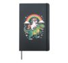 Unicorn Riding T Rex Rainbow Dinosaur With Stars Hardcover Journal, Black