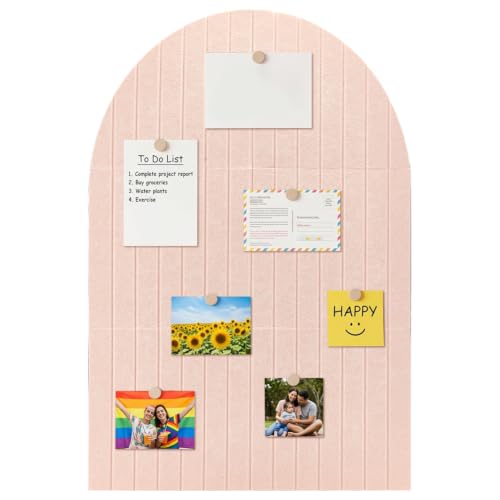 UNICRAFTALE 1 Set Arched Felt Bulletin Board 6-Panel Tile-Style Design Bisque Removable Felt Pin Bulletin Board for Office Home Wall Decor and Photo Display 35.4x23.6x0.37 Inch