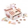 UnifearPro Children Play Cashier Wooden Pretend Checkout Register with Tear Bar Drawer Numeric Keys Card Money Suitable for Preschool