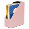 UnionBasic Magazine File Holder - Office Leatherette Desktop Document File Folder Journals Organizer Racks, Lychee Pearl Blush